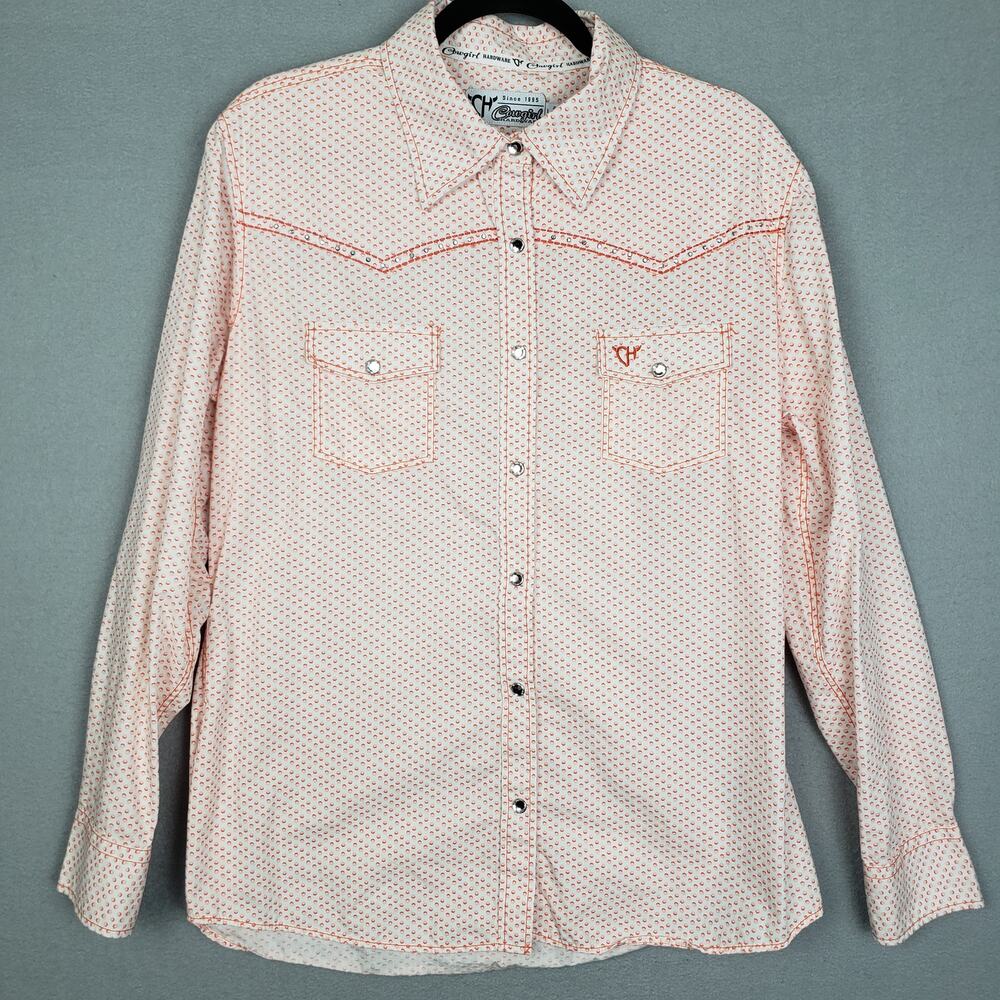 Cowgirl‎ Hardware L Embroidered Western Shirt Rhinestone Buttons Rodeo Cowgirl